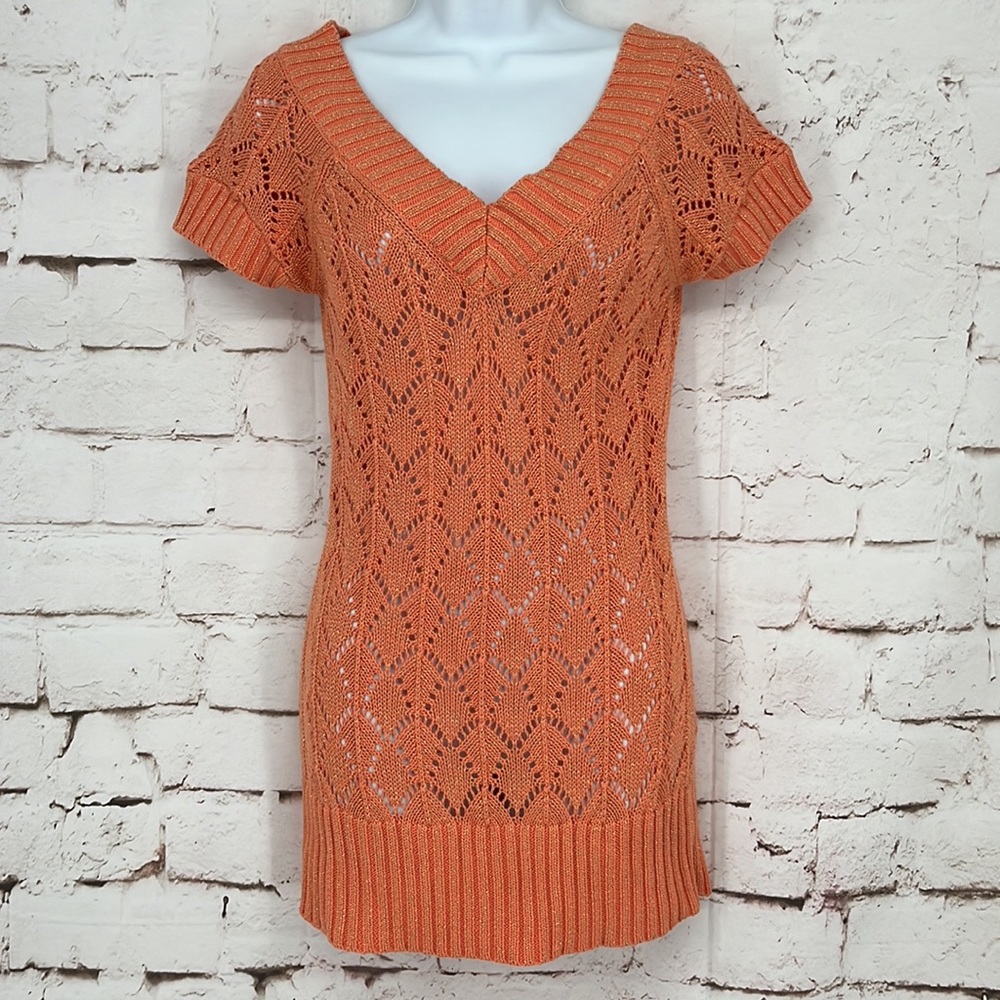 ✨VTG✨Y2K Cache Metallic Open Knit Sweater, Size M